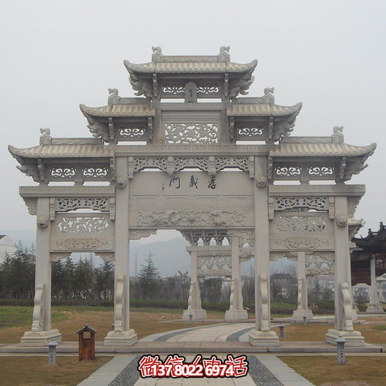 傳承古城文脈，精美石雕牌坊仿古門樓雕塑