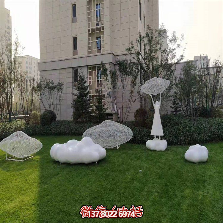 不銹鋼創(chuàng)意鏤空戶外園林祥云雕塑——美景美事，祈愿福氣