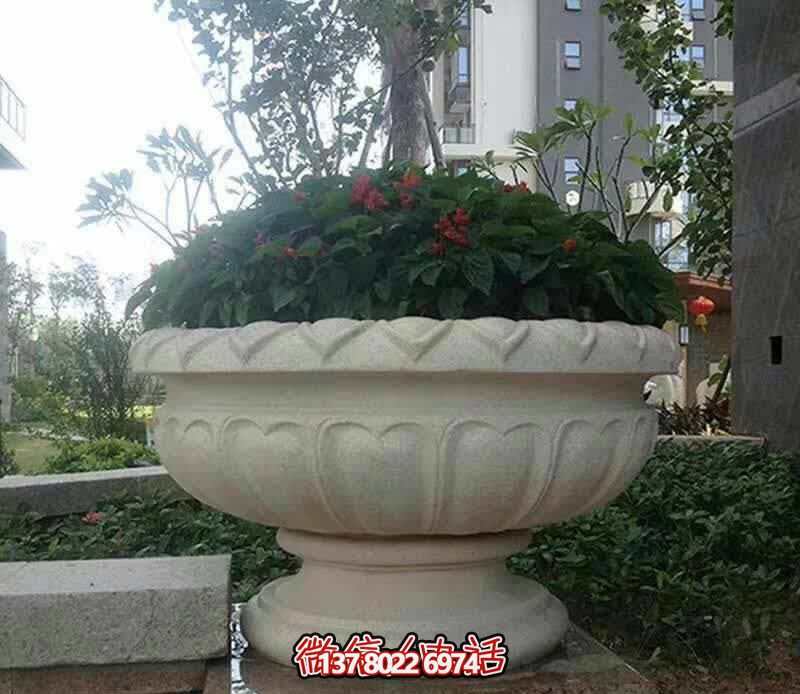 精美巨型大理石石雕花盆雕塑，讓你的別墅街道更加精彩