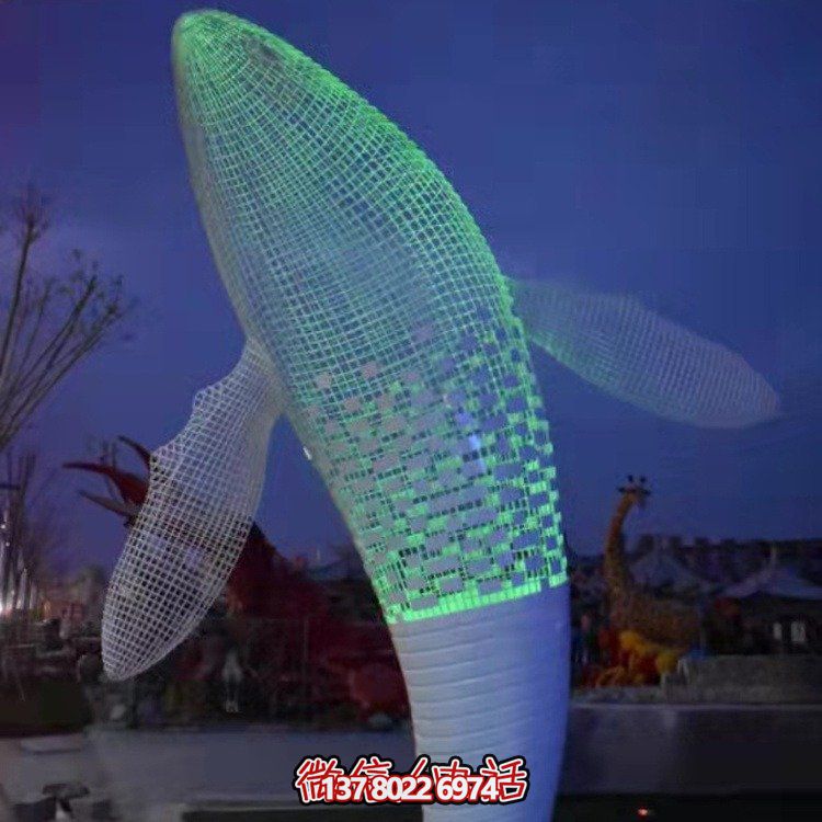 不銹鋼鯨魚雕塑景觀，營造完美空間氛圍