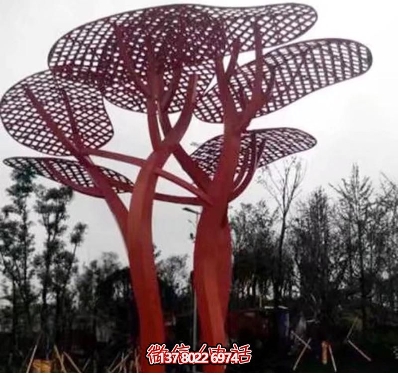 兒童安全游樂園，不銹鋼網格樹雕塑裝置