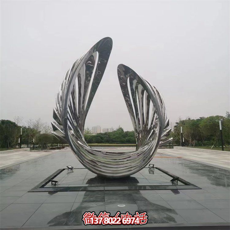 不銹鋼抽象翅膀藝術(shù)雕塑，為戶外廣場增添獨(dú)特景觀