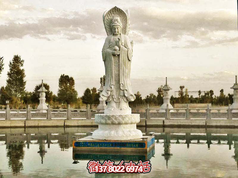 大型漢白玉石雕觀音雕塑，讓你的戶外景區更加完美