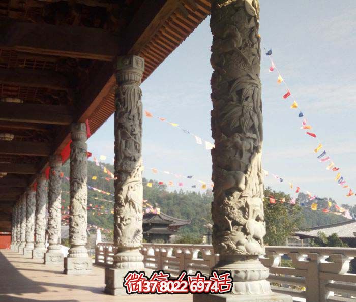 傳承古典藝術，精美石雕龍柱漢白玉浮雕