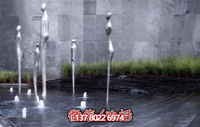 不銹鋼抽象噴泉雕塑，景觀創意裝置