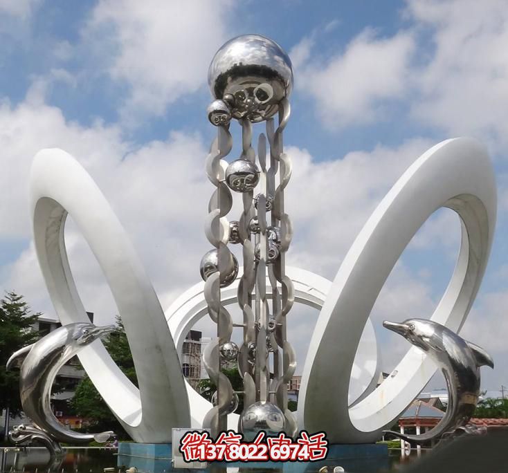 海豚個性不銹鋼雕塑，大型廣場裝飾裝置