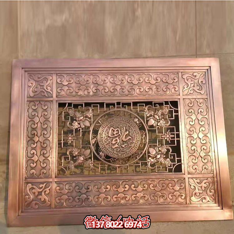 集酒店庭院裝飾黃銅鍛造、鏤空中式壁畫雕塑于一體的藝術裝飾