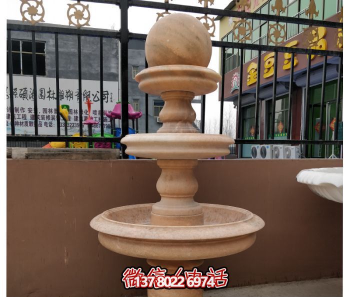 自然之美，多層風水球石雕晚霞紅別墅