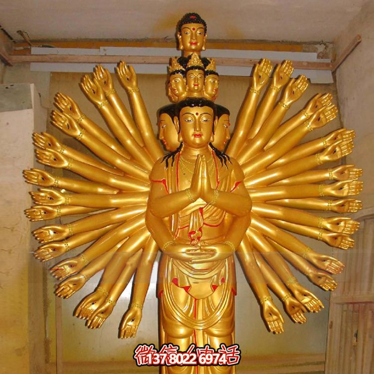 鎏金千手觀音大型雕塑，精美絕倫，醉人心魄