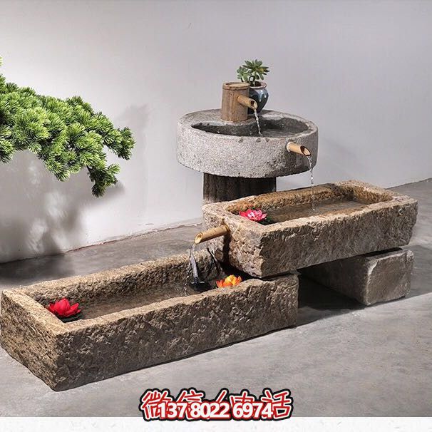 石槽組合戶外魚缸，完美景觀美化家居養魚空間