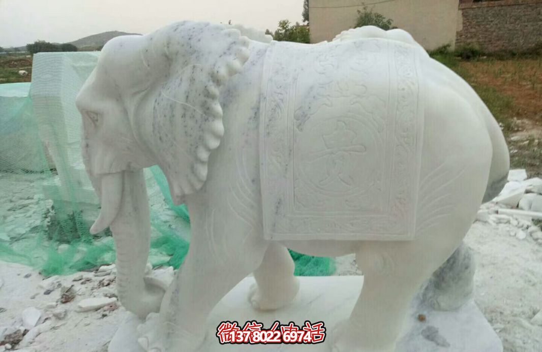 經(jīng)典漢白玉大象雕塑，戶外空間創(chuàng)意裝飾