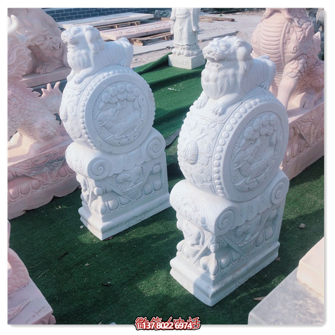 精美石雕獅子雕塑，裝點精致庭院