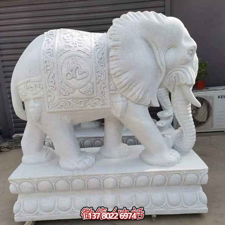漢白玉雕塑藝術(shù)，景觀裝置招財大象