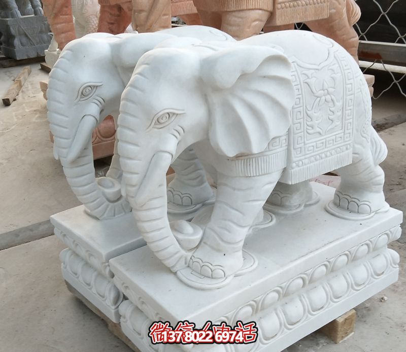 漢白玉雕塑，招財大象，令您鎮宅景區庭院更加迷人