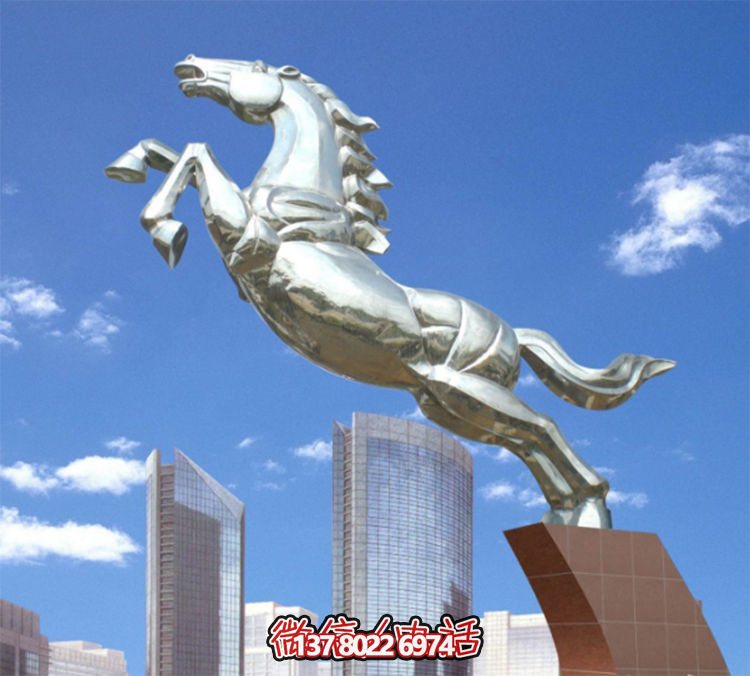 不銹鋼馬兒雕塑，鏡面騰空的馬兒雕塑，企業(yè)精神標(biāo)識(shí)標(biāo)志