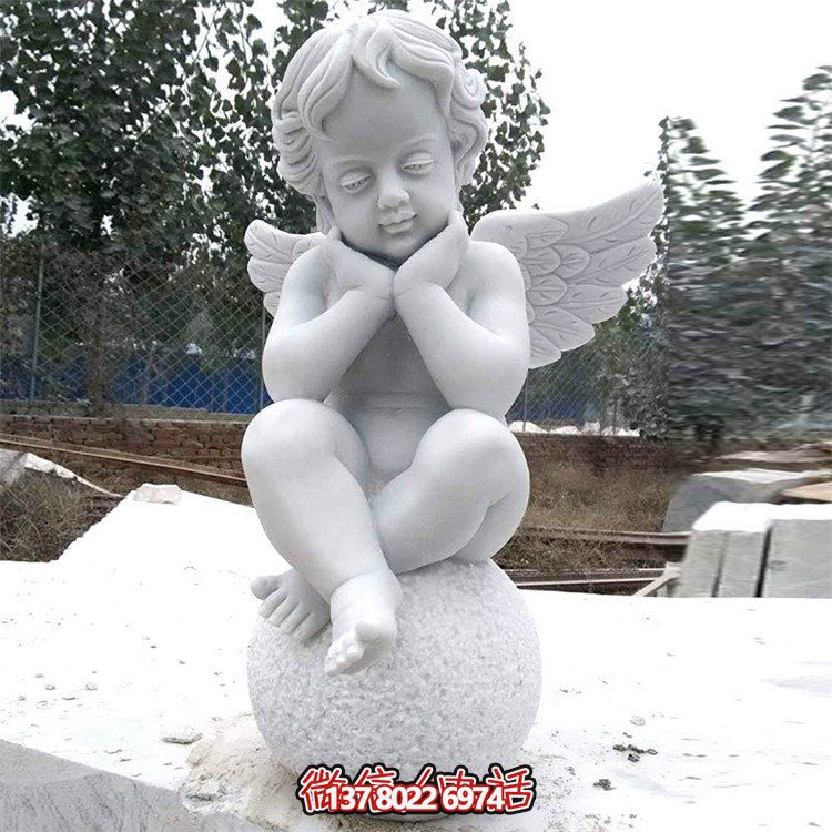 大理石石雕戶(hù)外景觀水景噴泉西方小天使雕塑