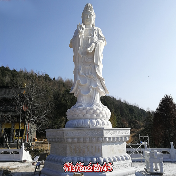 觀音佛像，漢白玉滴水觀音石雕石像